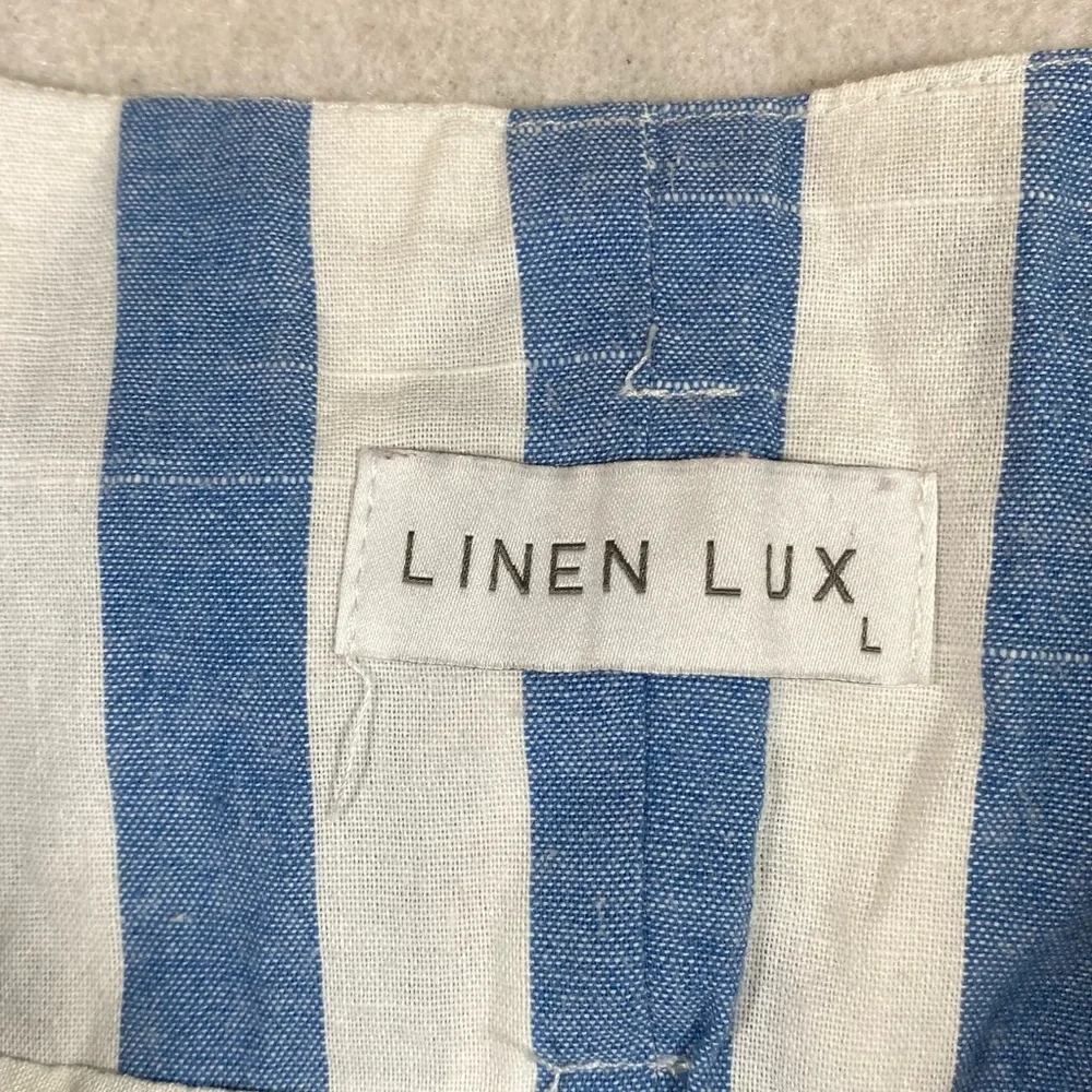 Linen Lux Linen Belted Striped Walking Shorts HIGH Rise Summer Beach Comfty - Picture 2 of 7